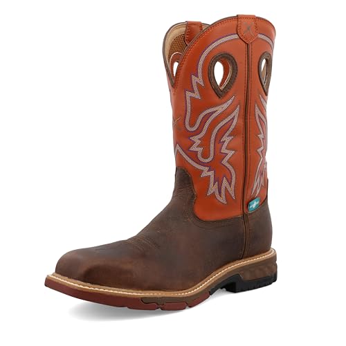 Twisted X Herren 12" Western Work Boot Westernstiefel, Braun & Orange, 48 EU von Twisted X
