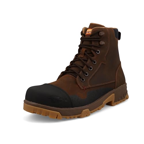 Twisted X Herren Arbeitsstiefel, 15,2 cm, Moc Toe Nano Toe mit CellStretch, Toffee & Schwarz, 14 Wide von Twisted X