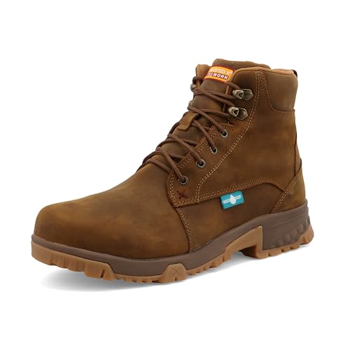 Twisted X Herren Arbeitsstiefel, 15,2 cm, Moc Toe mit CellStretch, Distressed Sattel, 40 EU von Twisted X