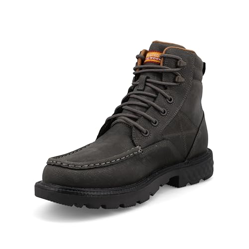Twisted X Herren Arbeitsstiefel, 15,2 cm, Moc Toe mit CellStretch, Stahlgrau, 45 EU von Twisted X
