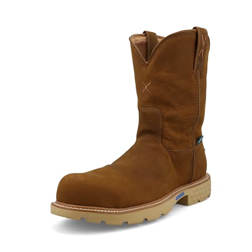 Twisted X Herren Arbeitsstiefel, 25,4 cm, runde Zehenpartie, Nano-Zehenpartie mit CellStretch, Wasserdichter Sattel im Used-Look, 48 EU von Twisted X