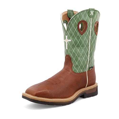 Twisted X Herren-Western-Arbeitsstiefel, Stahlkappe, 30,5 cm, Cognac glasierter Kieselstein und Limette, 42 EU von Twisted X