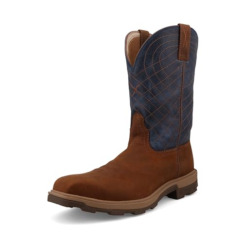 Twisted X UltraLite X Arbeitsstiefel für Herren, 27,9 cm, quadratischer Zehenbereich, Nano-Zehenbereich mit UltraLite X, Mokka und Denim, 9 Wide von Twisted X