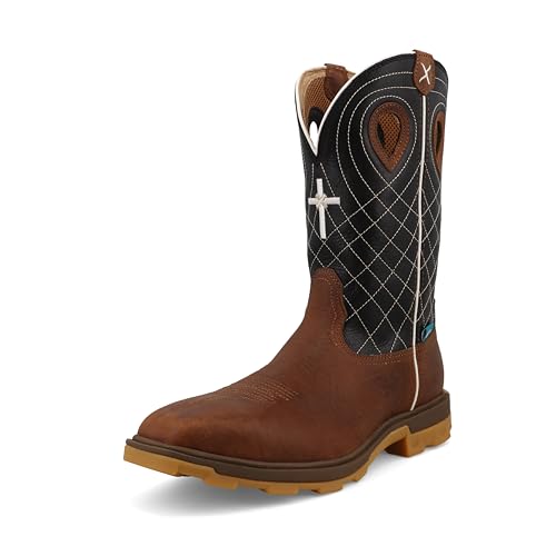 Twisted X UltraLite X Arbeitsstiefel für Herren, 30,5 cm, quadratischer Zehenbereich, Nano-Zehenbereich mit UltraLite X, Ton und Schwarz, 45.5 EU von Twisted X
