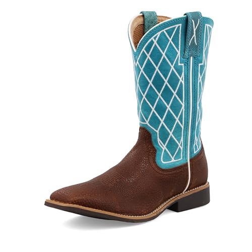 Twisted X Unisex-Kinder Top Hand Westernstiefel, Sattel im Used-Look und Blaugrün von Twisted X
