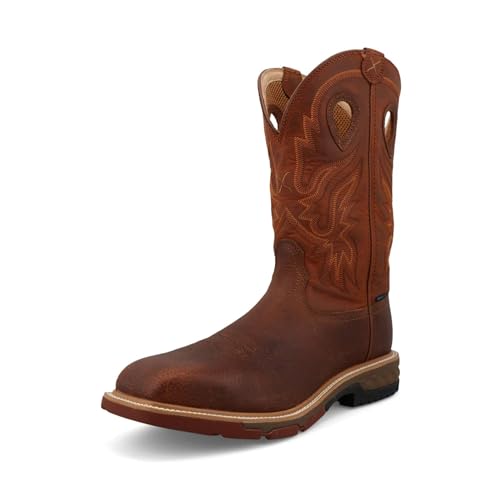 Twisted X Western-Arbeitsstiefel für Herren, 30,5 cm, quadratischer Zehenbereich, Metallkappe mit CellStretch, Ingwer & Rust, 39.5 EU von Twisted X