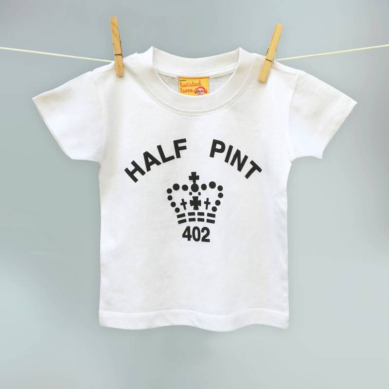 Weißes Halbes Pint-T-Shirt Für Sohn Oder Tochter - 100% Reines Baumwollt-Shirt von TwistedTweeLtd