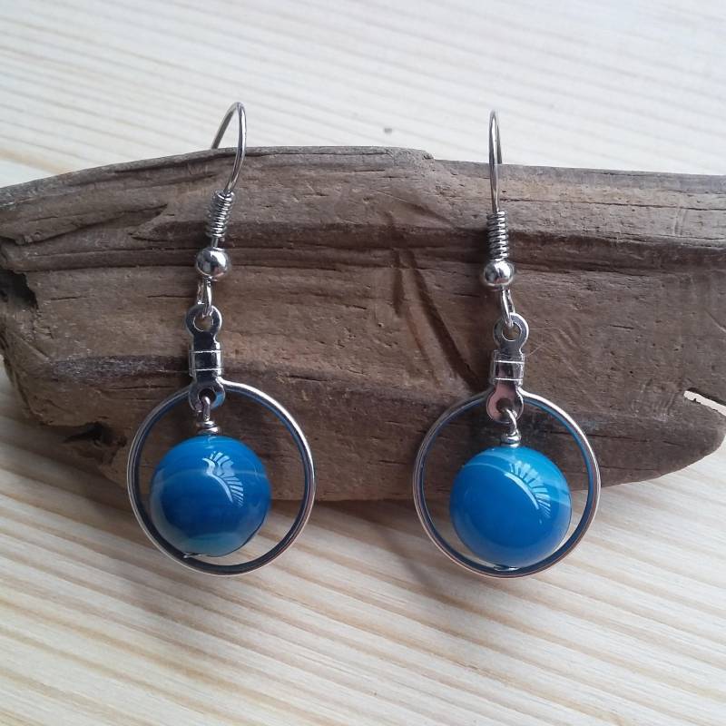 Blaue Spitze Achatohrringe Stein Perle Ohrhänger Mit Ring Und Ohrschmuck Stahldraht Blaue Spitze Achatohrringe Stein Perle Ohrhänger Mit Ring Und Ohrschmuck Stahldraht von TwistedbyJay