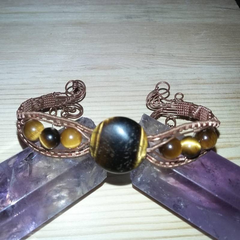 Kupfer Draht Gewickelt, Tiger Augenarmband, Gewickelt Tigerauge, Armreif, Umwickelt Schmuck, Armband Kupfer Draht Gewickelt, Tiger Augenarmband, Gewickelt Tigerauge, Armreif, Umwickelt Schmuck, Armband von TwistedbyJay