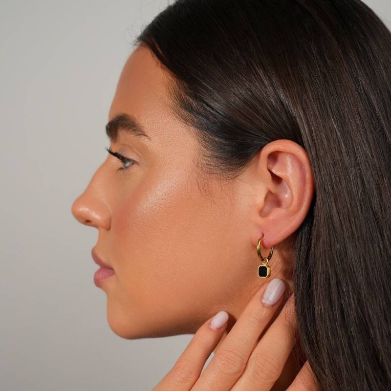 18K Gold Creolen - Baumeln Ohrringe Für Frauen Schwarze Onyx Tropfen Geschenke Sie Damen Von Twistedpendant von Twistedpendant