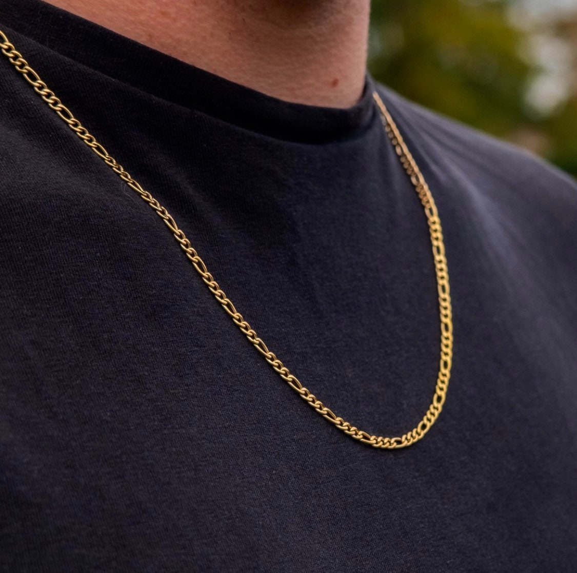 18K Gold Figaro Kette, 3mm Herren Halskette 18 "20" 22" Goldschmuck, Herrenhalskette Kette Von Twistedpendant von Twistedpendant