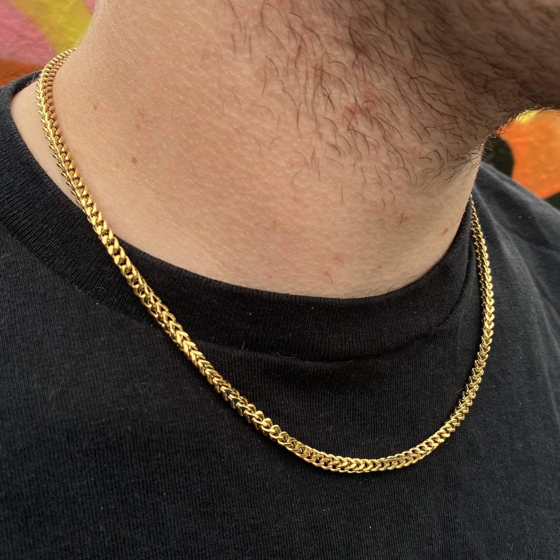 Gold Kette Halskette Herren Franco 4 Mm Edelstahl Link Schweres Langlebiges Schmuck Geschenk Für Ihn - Von Twistedpendant Gold Kette Halskette Herren Franco 4 Mm Edelstahl Link Schweres Langlebiges Schmuck Geschenk Für Ihn - Von Twistedpendant von Twistedpendant