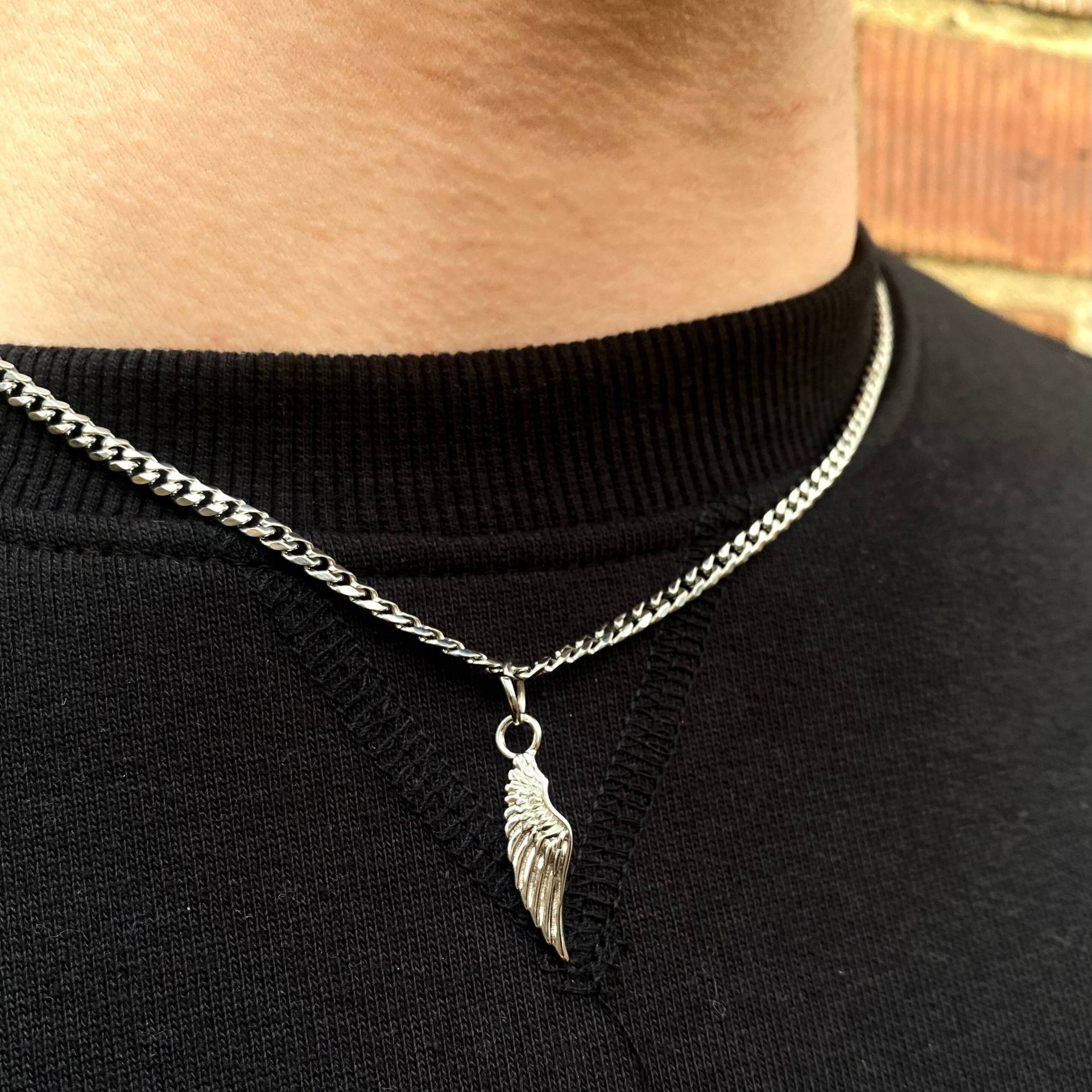 Herren Halskette, Silber Engel Flügel Feder Halskette Männer, Anhänger Schmuck von Twistedpendant