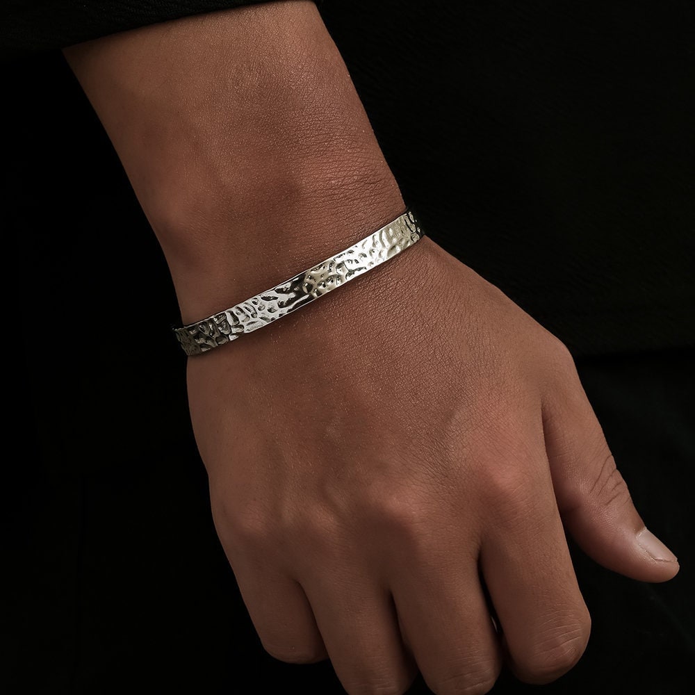 Herren Manschette Armband, Silber Armreif Armbänder Für Männer, Minimalist Verstellbare Armband Kette, Manschetten Männer - Von Twistedpendant von Twistedpendant