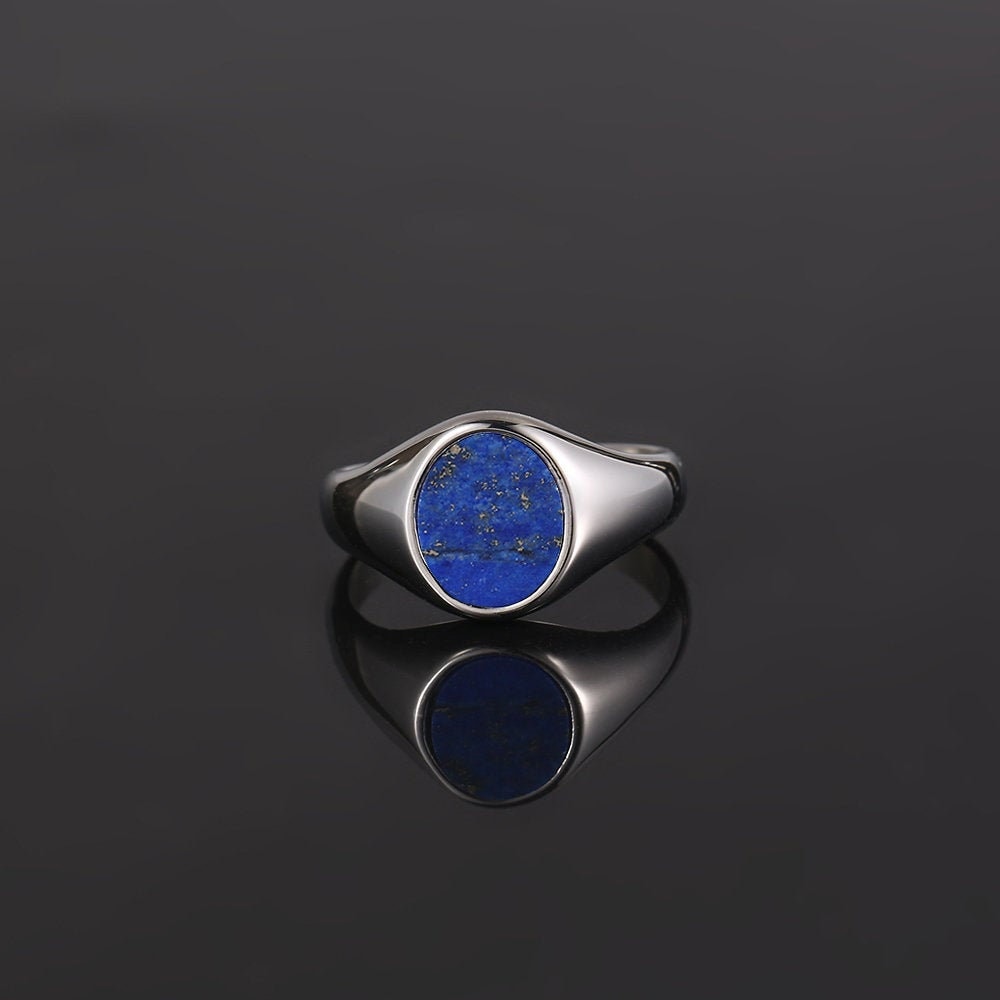 Herrenring Blauer Lapis Lazuli Silberring - Onyx Ring Siegelring Herren Silber Silberringe Für Männer Goldringe Herrenschmuck von Twistedpendant