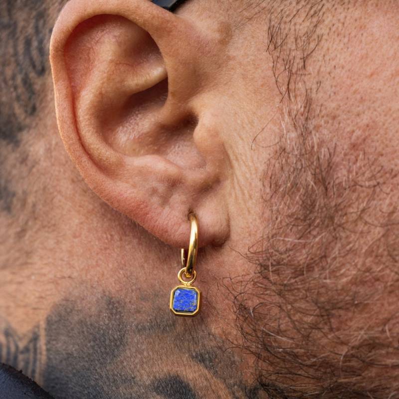 Lapis Lazuli Ohrringe - Herren 18K Gold Hoop Baumeln Für Creolen Uk von Twistedpendant