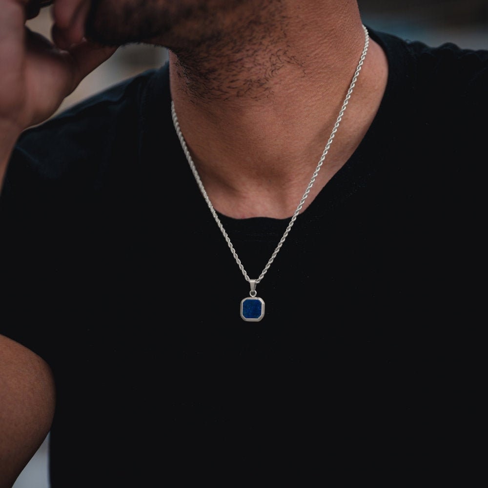 Silberne Halskette Lapis Lazuli Stein Anhänger , Herren Royal Blue Silber - Mit Twistedpendant Silberne Halskette Lapis Lazuli Stein Anhänger , Herren Royal Blue Silber - Mit Twistedpendant von Twistedpendant