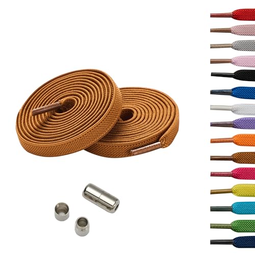 TwizzTop Elastische Schnürsenkel ohne Binden für Sportschuhe, Gummi-Schnürsenkel für Erwachsene und Kinder, 2 Paar Ersatz-Schnürsenkel für Sneaker, Stiefel, Campus-Schuhe, 03 Braune Schnürsenkel, 47 von TwizzTop