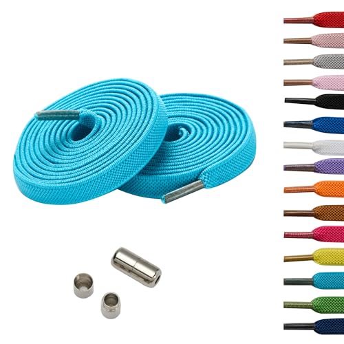 TwizzTop Elastische Schnürsenkel ohne Binden für Sportschuhe, Gummi-Schnürsenkel für Erwachsene und Kinder, 2 Paar Ersatz-Schnürsenkel für Sneaker, Stiefel, Campus-Schuhe, 15 hellblaue Schuhschnüre von TwizzTop