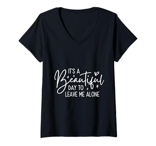Damen Ein schöner Tag, um allein zu bleiben T-Shirt mit V-Ausschnitt Damen Ein schöner Tag, um allein zu bleiben T-Shirt mit V-Ausschnitt von Two Suns