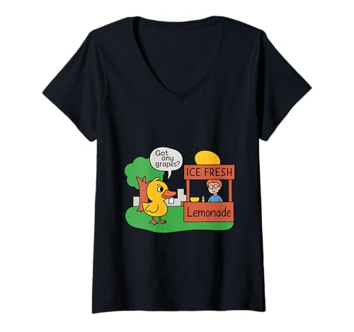 Damen Ente bittet bei Lemonad nach Trauben T-Shirt mit V-Ausschnitt von Two Suns