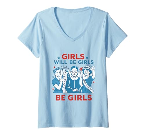 Damen Girls with Dominance Frauenstärke Grafik T-Shirt mit V-Ausschnitt von Two Suns