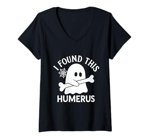 Damen Lustiger Geist Humerus Wortspiel Halloween Anatomie T-Shirt mit V-Ausschnitt von Two Suns