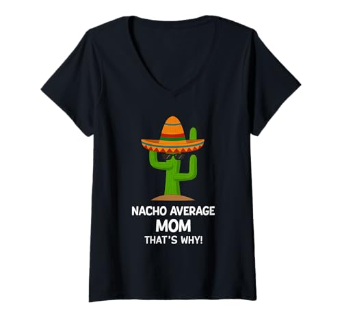 Damen Nacho Average Mom Sombrero Sukkulente T-Shirt mit V-Ausschnitt Damen Nacho Average Mom Sombrero Sukkulente T-Shirt mit V-Ausschnitt von Two Suns