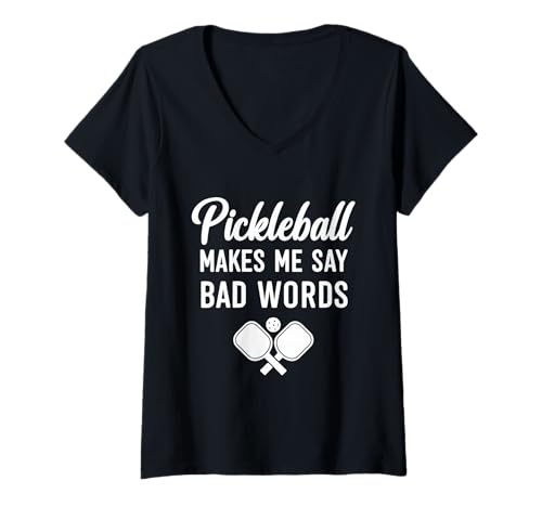 Damen Pickleball lässt schlechte Worte Sagen Attitude Activated T-Shirt mit V-Ausschnitt Damen Pickleball lässt schlechte Worte Sagen Attitude Activated T-Shirt mit V-Ausschnitt von Two Suns