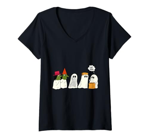 Damen Retro Halloween Gespenster Reihe Hexen Lustiger Spruch T-Shirt mit V-Ausschnitt von Two Suns