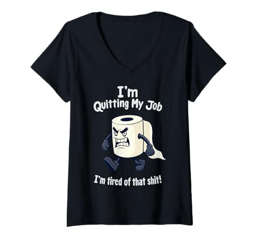 Damen Toilettenpapier Quit Humor T-Shirt mit V-Ausschnitt von Two Suns