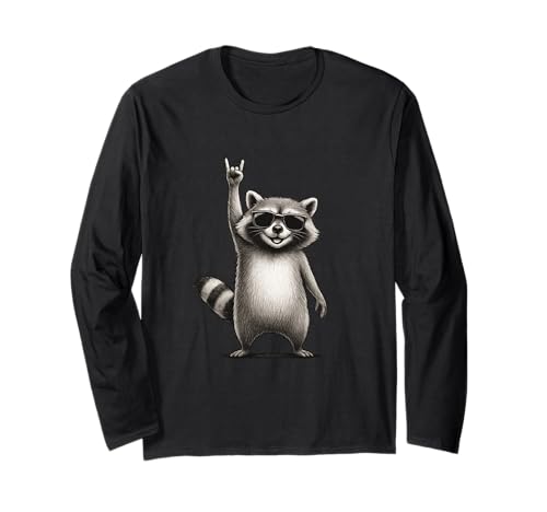 Retro Waschbär Grunge Musik Geschenk Männer Kinder Frauen Lustiger Waschbär Langarmshirt von Two Suns