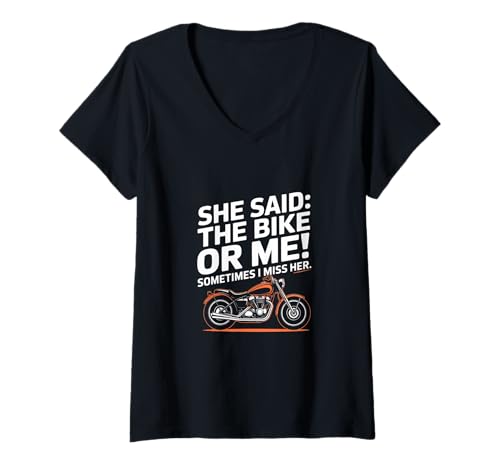Damen Sie sagte: oder Fahrrad oder ich! T-Shirt mit V-Ausschnitt Damen Sie sagte: oder Fahrrad oder ich! T-Shirt mit V-Ausschnitt von Two Wheels Forever