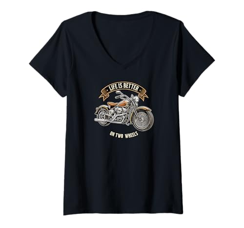 Damen Life Is Better On Two Wheels Classic Motorcycle Biker T-Shirt mit V-Ausschnitt Damen Life Is Better On Two Wheels Classic Motorcycle Biker T-Shirt mit V-Ausschnitt von Two Wheels Life Motorcycle Rider Apparel