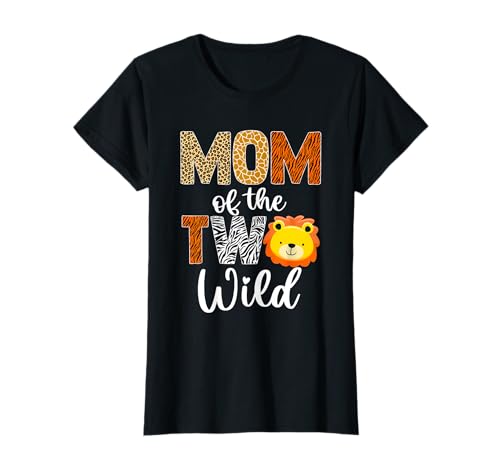 Mom of the Two Wild Mommy Baby Löwe 2. Geburtstag Junge Mädchen T-Shirt von Two Wild Birthday Shirts Family Animal Safari Zoo