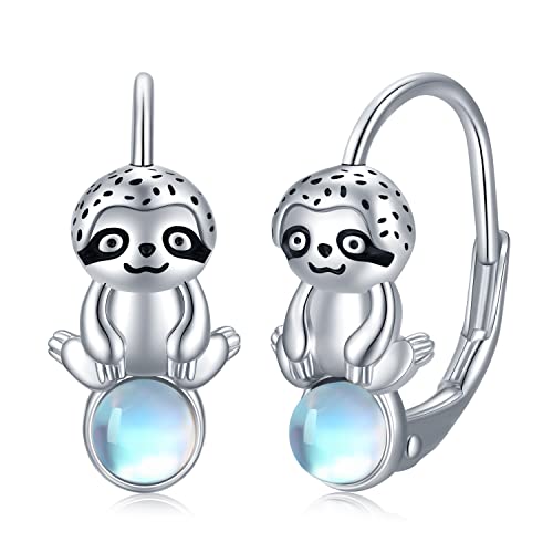 Faultier Ohrringe 925 Sterling Silber Mondstein Ohrringe Niedliche Kinder Ohrringe Tier Creolen Mondstein Schmuck Faultier Geschenke für Woemn Mädchen von TwoAnts