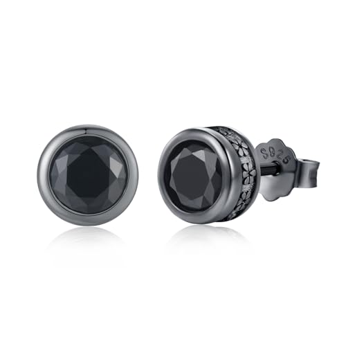 Gänseblümchen Ohrringe für Männer 925 Sterling Silber Schwarz Ohrstecker mit Cubic Zirkon Schwarz Gothic Schmuck Geschenke für Frauen Herren von TwoAnts