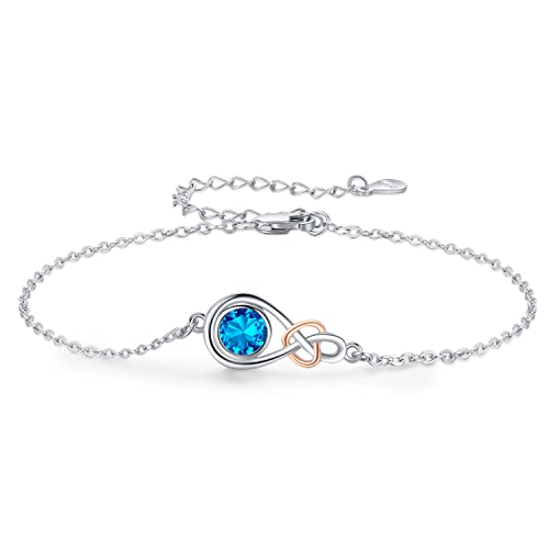 TwoAnts Infinity Armband Damen 925 Sterling Silber Unendlichkeit Verstellbar Dezember Geburtsstein Charms Armbänder Valentinstag Muttertag Geburtstags Weihnachten Geschenk für Mädchen von TwoAnts