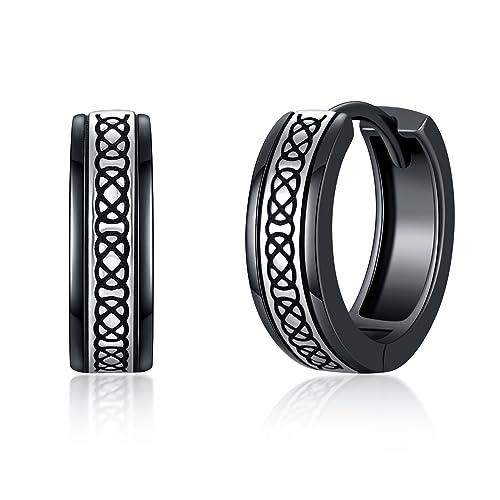 Wikinger Ohrringe Herren 925 Sterling Silber Schwarz Keltische Creolen Punk Gothic Ohrringe Schwarz Schmuck Geschenke für Damen von TwoAnts