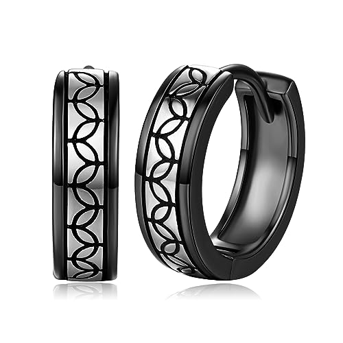 Schwarze Ohrringe 925er Sterling Silber Minimalistische Wikinger Keltischem Knoten Creolen Schwarzer Wikinger Schmuck Geschenke für Damen Herren von TwoAnts