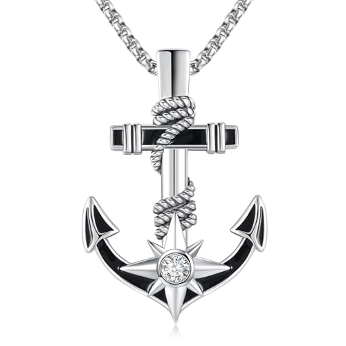 TwoAnts Anker Kette 925 Sterling Silber Nordsee Surfer Anhänger Halskette Hoffnung Kette Maritimer Schmuck Geschenke für Herren Damen Küstenkind von TwoAnts