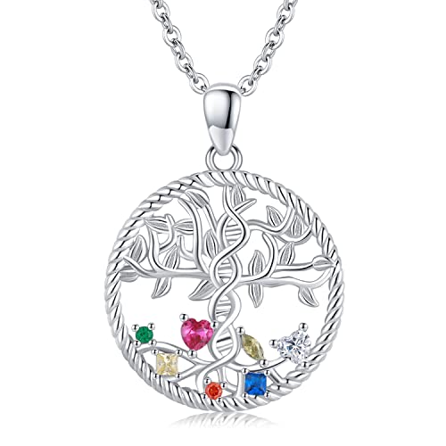 TwoAnts Baum des Lebens Kette 925 Sterling Silber Chakra Halskette DNA Anhänger Halskette Heilsteine Kette Lebensbaum Schmuck Baum des Lebens Geschenke für Frauen Mädchen von TwoAnts
