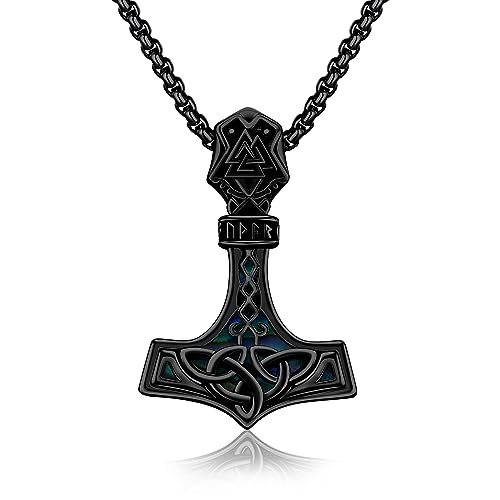 TwoAnts Thors Hammer Halskette 925 Sterling Silber Mjolnir Anhänger Halskette Nordische Wikinger Rune Valknut Amulett Kette Wikinger Schmuck Geschenke für Frauen Männer von TwoAnts