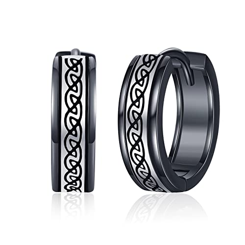 Wikinger Ohrringe 925 Sterling Silber Schwarz Keltische Creolen Punk Gothic Hiphop Ohrringe Wikinger Schmuck Geschenke für Damen Herren von TwoAnts