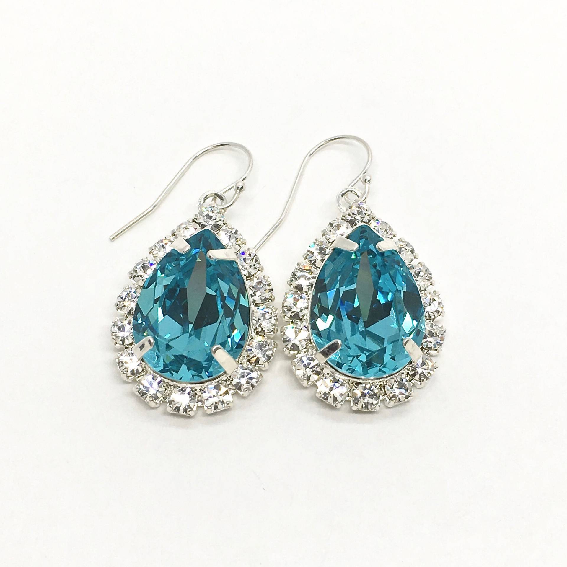 Aqua Blau Ohrringe | Große Ausgefallene Statement Old Hollywood Strass Funkelnder Birnen-Halo Formeller Ball Abschlussball Sarine Aqua Blau Ohrringe | Große Ausgefallene Statement Old Hollywood Strass Funkelnder Birnen-Halo Formeller Ball Abschlussball Sarine von TwoBeWedJewelry