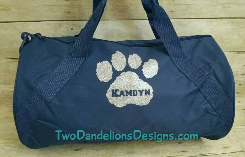 Personalisierter Pawprint/ Maskott Duffel/Turnbeutel. Jubelgeschenk, Tanzgeschenk, Duffeltasche, Personalisierte Duffeltasche von TwoDandelionsDesigns