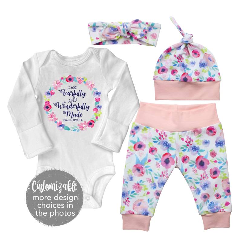 Beängstigend Und Wunderbar Gemacht Mädchen Nach Hause Kommen Set Säugling Aquarell Blumen Yoga Leggings Top Knoten Hut Stirnband Unfruchtbarkeit von TwoDreamsShop