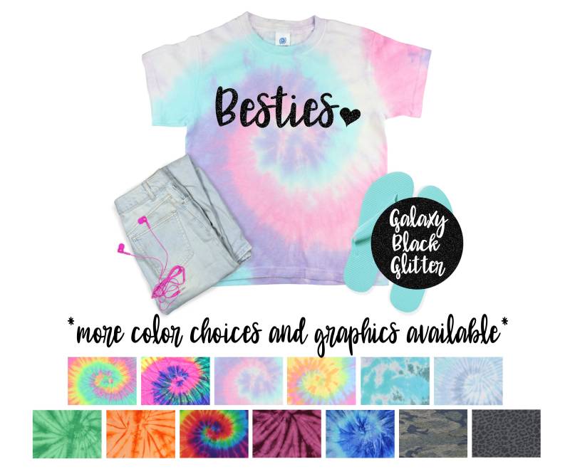 Bestie Tie Dye Shirt Geburtstag Mädchen Minty Pastell Neon Regenbogen Erwachsene Größen Jugend Kleinkind Unisex T-Shirt von TwoDreamsShop