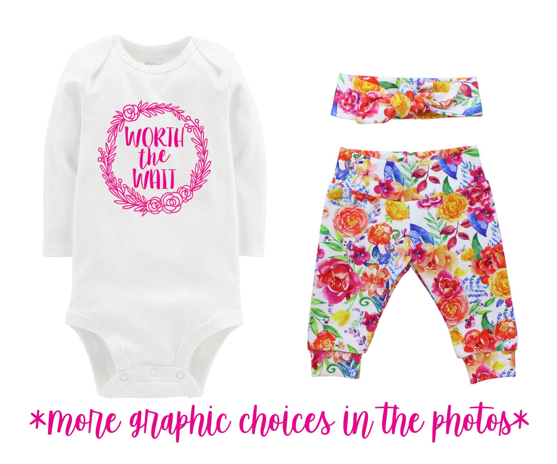 Die Wartezeit Wert Mädchen Nach Hause Kommen Outfit Neugeborene Baby Säugling Set Aquarell Blumen Yoga Leggings Stirnband Unfruchtbarkeit von TwoDreamsShop