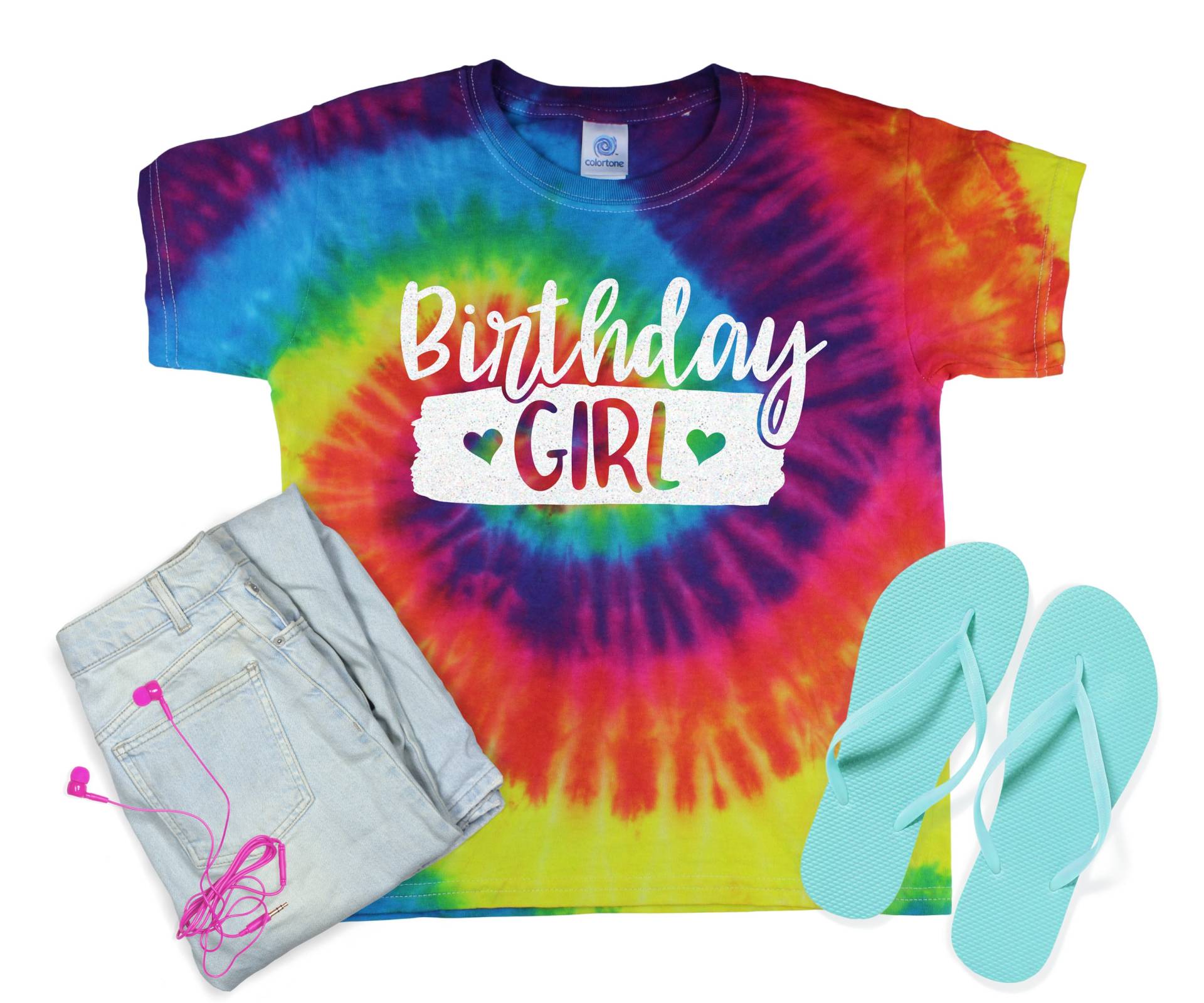 Geburtstagskind Pastell Neon Tie Dye Shirt Galaxy Hell Schwarz Glitzer Vinyl Mädchen Geburtstagsparty Geburtstagsshirt von TwoDreamsShop